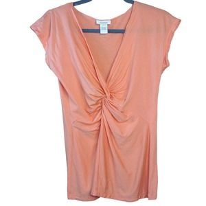 Sundance Modal Blend v neck twist front tee S pastel orange casual Boho
